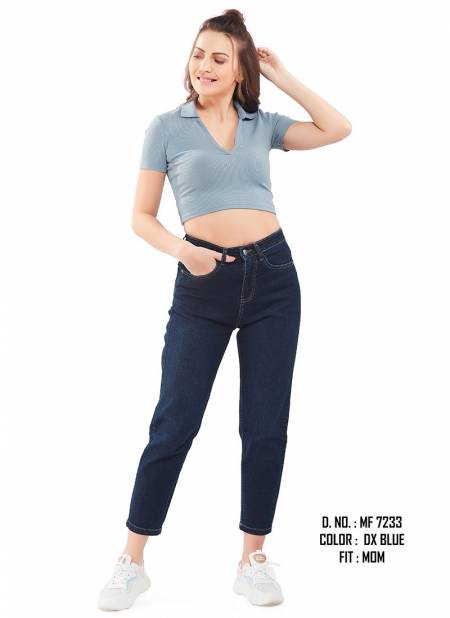 New Stylish Fancy Wear Stylish Mom Fit Pant Collection MF 7233 DX BLUE